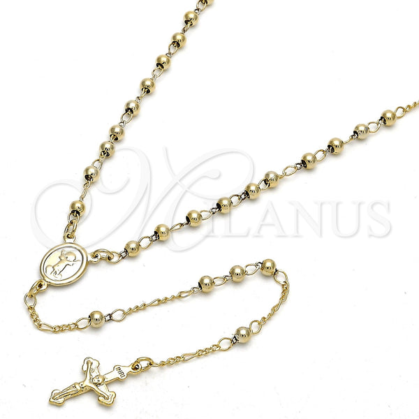 Oro Laminado Thin Rosary, Gold Filled Style Divino NiÃ±o and Crucifix Design, Polished, Golden Finish, 09.118.0008.18