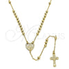 Oro Laminado Thin Rosary, Gold Filled Style Caridad del Cobre and Crucifix Design, Polished, Golden Finish, 09.118.0010.18