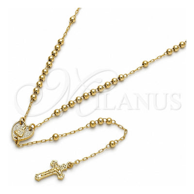 Oro Laminado Thin Rosary, Gold Filled Style Caridad del Cobre and Crucifix Design, Polished, Golden Finish, 09.118.0010.18