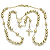 Oro Laminado Medium Rosary, Gold Filled Style Divino NiÃ±o and Crucifix Design, Polished, Golden Finish, 09.118.0012.24
