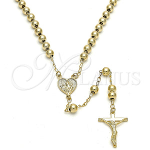 Gold Filled Jewelry — Medium Rosary Heart and Crucifix Design Polished 09. — main product view — SKU 106887 | Oro Laminado joyería — Medium Rosary corazón and Crucifix diseño pulido 09. — SKU 106887
