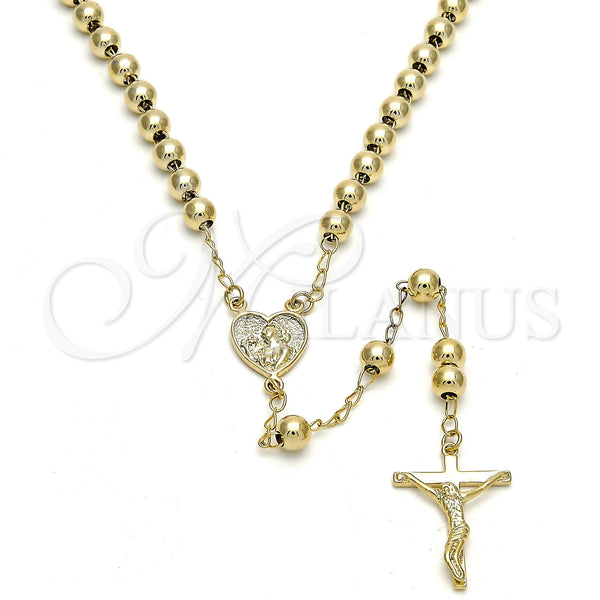 Gold Filled Jewelry — Medium Rosary Heart and Crucifix Design Polished 09. — main product view — SKU 106887 | Oro Laminado joyería — Medium Rosary corazón and Crucifix diseño pulido 09. — SKU 106887