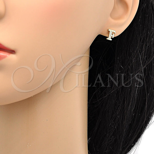Gold Filled Ring — Stud Earring with White Micro Pave Polished 02. — alternate product view — SKU 106945 | Oro Laminado anillo — Stud Earring with blanco Micro Pave pulido 02. — SKU 106945