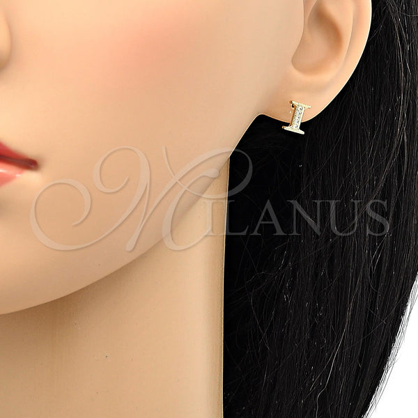 Gold Filled Ring — Stud Earring with White Micro Pave Polished 02. — alternate product view — SKU 106951 | Oro Laminado anillo — Stud Earring with blanco Micro Pave pulido 02. — SKU 106951