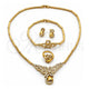 Oro Laminado Necklace, Bracelet, Earring and Ring, Gold Filled Style Flower and Teardrop Design, with White Micro Pave, Polished, Golden Finish, 06.118.0004