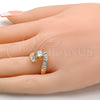 Oro Laminado Multi Stone Ring, Gold Filled Style with White Cubic Zirconia, Polished, Golden Finish, 01.213.0001.07 (Size 7)