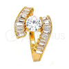 Oro Laminado Multi Stone Ring, Gold Filled Style with White Cubic Zirconia, Polished, Golden Finish, 01.213.0001.07 (Size 7)