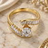 Oro Laminado Multi Stone Ring, Gold Filled Style with White Cubic Zirconia, Polished, Golden Finish, 01.213.0001.08 (Size 8)