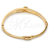 Oro Laminado Individual Bangle, Gold Filled Style Flower Design, with White Crystal, Polished, Golden Finish, 07.171.0032.04 (07 MM Thickness, Size 5 (2.50 Diameter))