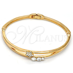 Gold Filled Jewelry — Individual Bangle Flower Design with White Crystal Polished — main product view — SKU 107083 | Oro Laminado joyería — Individual Bangle flor diseño with cristal blanco pulido — SKU 107083