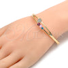 Oro Laminado Individual Bangle, Gold Filled Style Flower Design, with Multicolor Crystal, Polished, Golden Finish, 07.171.0032.1.04 (07 MM Thickness, Size 5 (2.50 Diameter))