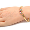 Oro Laminado Individual Bangle, Gold Filled Style Flower Design, with Multicolor Crystal, Polished, Golden Finish, 07.171.0032.1.04 (07 MM Thickness, Size 5 (2.50 Diameter))