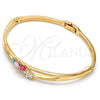 Oro Laminado Individual Bangle, Gold Filled Style Flower Design, with Multicolor Crystal, Polished, Golden Finish, 07.171.0032.1.04 (07 MM Thickness, Size 5 (2.50 Diameter))