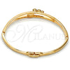 Oro Laminado Individual Bangle, Gold Filled Style Flower Design, with Multicolor Crystal, Polished, Golden Finish, 07.171.0032.1.04 (07 MM Thickness, Size 5 (2.50 Diameter))