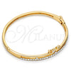 Oro Laminado Individual Bangle, Gold Filled Style Love Design, with White Crystal, Polished, Golden Finish, 07.171.0036.05 (05 MM Thickness, Size 5 (2.50 Diameter))