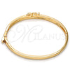 Oro Laminado Individual Bangle, Gold Filled Style Love Design, with White Crystal, Polished, Golden Finish, 07.171.0036.05 (05 MM Thickness, Size 5 (2.50 Diameter))