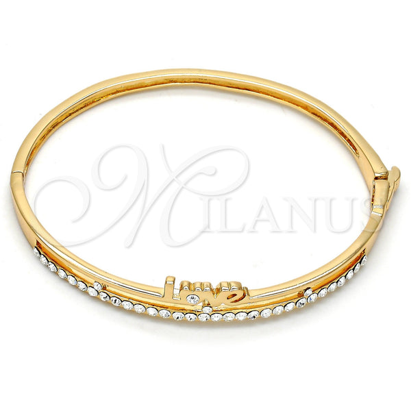 Gold Filled Jewelry — Individual Bangle Love Design with White Crystal Polished — main product view — SKU 107090 | Oro Laminado joyería — Individual Bangle Love diseño with cristal blanco pulido — SKU 107090