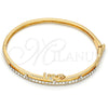 Oro Laminado Individual Bangle, Gold Filled Style Love Design, with White Crystal, Polished, Golden Finish, 07.171.0036.05 (05 MM Thickness, Size 5 (2.50 Diameter))