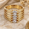 Oro Laminado Multi Stone Ring, Gold Filled Style with White Cubic Zirconia, Polished, Golden Finish, 01.99.0015.06 (Size 6)