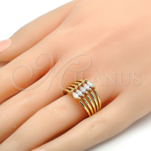 Gold Filled Ring — Multi Stone Ring with White Cubic Zirconia Polished — alternate product view — SKU 107157 | Oro Laminado anillo — Multi Stone Ring with blanco Cubic Zirconia pulido — SKU 107157