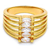 Oro Laminado Multi Stone Ring, Gold Filled Style with White Cubic Zirconia, Polished, Golden Finish, 01.99.0015.08 (Size 8)