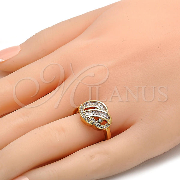 Gold Filled Ring — Multi Stone Ring Baguette Design with White Cubic — alternate product view — SKU 107159 | Oro Laminado anillo — Multi Stone Ring Baguette diseño with blanco Cubic — SKU 107159