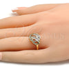 Oro Laminado Multi Stone Ring, Gold Filled Style Baguette Design, with White Cubic Zirconia, Polished, Golden Finish, 01.99.0016.07 (Size 7)