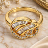 Oro Laminado Multi Stone Ring, Gold Filled Style Baguette Design, with White Cubic Zirconia, Polished, Golden Finish, 01.99.0016.07 (Size 7)