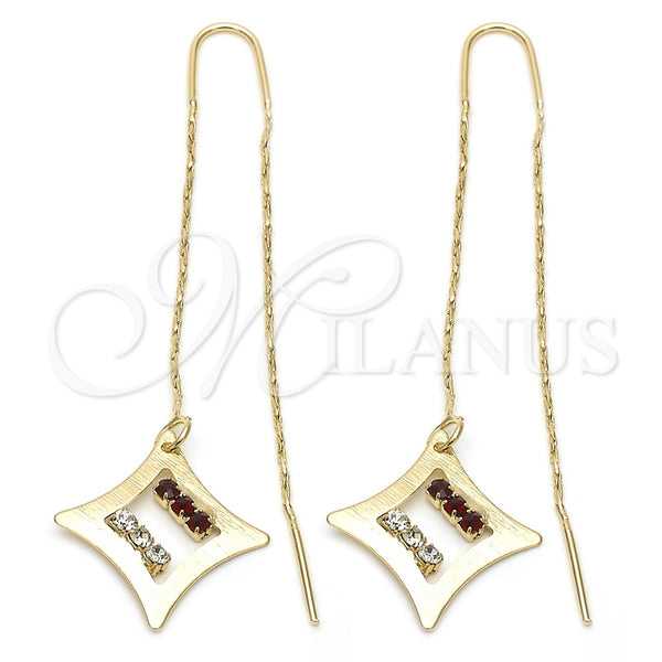 Gold Filled Ring — Threader Earring with Garnet and White Crystal Polished — main product view — SKU 107176 | Oro Laminado anillo — Threader Earring with Garnet and cristal blanco pulido — SKU 107176
