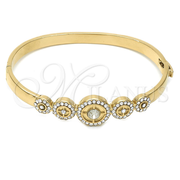 Gold Filled Jewelry — Individual Bangle with White Crystal Polished 07. 06 — main product view — SKU 107207 | Oro Laminado joyería — Individual Bangle with cristal blanco pulido 07. 06 — SKU 107207