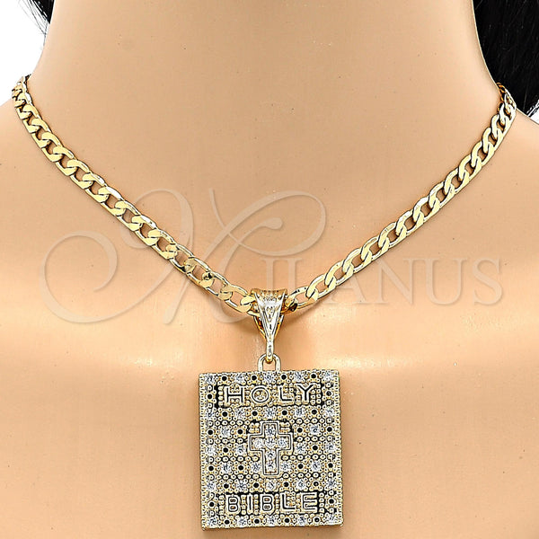 Gold Filled Pendant — Religious Pendant Cross Design with White Cubic Zirconia — alternate product view — SKU 107284 | Oro Laminado dije — Religious Pendant cruz diseño with blanco Cubic Zirconia — SKU 107284