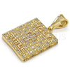 Oro Laminado Religious Pendant, Gold Filled Style Cross Design, with White Cubic Zirconia, Polished, Golden Finish, 05.185.0016