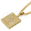 Oro Laminado Religious Pendant, Gold Filled Style Cross Design, with White Cubic Zirconia, Polished, Golden Finish, 05.185.0016