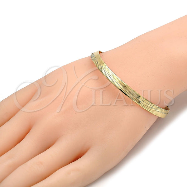 Gold Filled Ring — Basic Bracelet Herringbone Design Polished 5. 0.80 Gauge — alternate product view — SKU 107308 | Oro Laminado anillo — básico Bracelet Herringbone diseño pulido 5. 0.80 Gauge — SKU 107308