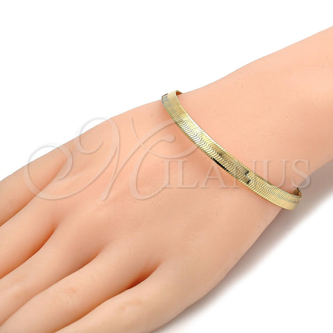 Oro Laminado Basic Bracelet, Gold Filled Style Herringbone Design, Polished, Golden Finish, 5.221.005.2.08 (0.80 Gauge, 05 MM Thickness, 8 Inches Length)