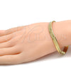 Oro Laminado Basic Bracelet, Gold Filled Style Herringbone Design, Polished, Golden Finish, 5.221.007.1.08 (100 Gauge, 07 MM Thickness, 8 Inches Length)
