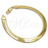 Oro Laminado Basic Bracelet, Gold Filled Style Herringbone Design, Polished, Golden Finish, 5.221.007.1.08 (100 Gauge, 07 MM Thickness, 8 Inches Length)