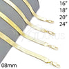 Oro Laminado Basic Necklace, Gold Filled Style Herringbone Design, Polished, Golden Finish, 5.221.007.1.18 (100 Gauge, 08 MM Thickness, 18 Inches Length)