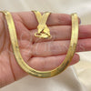 Oro Laminado Basic Necklace, Gold Filled Style Herringbone Design, Polished, Golden Finish, 5.221.007.124 (100 Gauge, 07 MM Thickness, 24 Inches Length)