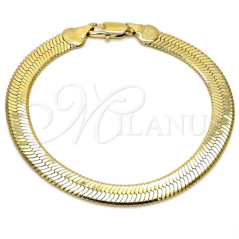 Oro Laminado Basic Bracelet, Gold Filled Style Herringbone Design, Polished, Golden Finish, 5.221.004.1.09 (150 Gauge, 08 MM Thickness, 9 Inches Length)