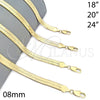 Oro Laminado Basic Necklace, Gold Filled Style Herringbone Design, Polished, Golden Finish, 5.221.004.1.20 (150 Gauge, 08 MM Thickness, 20 Inches Length)