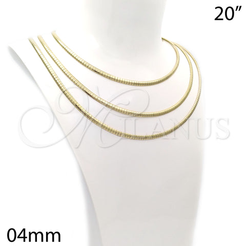 Oro Laminado Basic Necklace, Gold Filled Style Herringbone Design, Polished, Golden Finish, 5.220.002.20 (04 MM Thickness, 20 Inches Length)