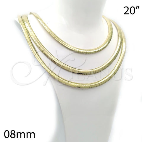 Oro Laminado Basic Necklace, Gold Filled Style Herringbone Design, Polished, Golden Finish, 5.220.006.20 (08 MM Thickness, 20 Inches Length)