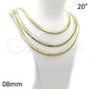 Oro Laminado Basic Necklace, Gold Filled Style Herringbone Design, Polished, Golden Finish, 5.220.006.20 (08 MM Thickness, 20 Inches Length)