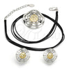 Oro Laminado Necklace and Earring, Gold Filled Style Spiral and Leaf Design, Polished, Two Tone, 06.59.0112
