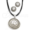 Rhodium Plated Necklace and Earring, Spiral Design, Polished, Rhodium Finish, 06.59.0107