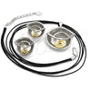 Oro Laminado Necklace and Earring, Gold Filled Style Spiral and Leaf Design, with White Crystal, Polished, Two Tone, 06.59.0110