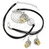 Oro Laminado Necklace and Earring, Gold Filled Style Spiral and Leaf Design, with White Crystal, Polished, Two Tone, 06.59.0109