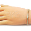 Oro Laminado Basic Bracelet, Gold Filled Style Miami Cuban Design, Polished, Golden Finish, 5.223.012.07 (140 Gauge, 05 MM Thickness, 7 Inches Length)