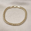 Oro Laminado Basic Bracelet, Gold Filled Style Miami Cuban Design, Polished, Golden Finish, 5.223.012.07 (140 Gauge, 05 MM Thickness, 7 Inches Length)